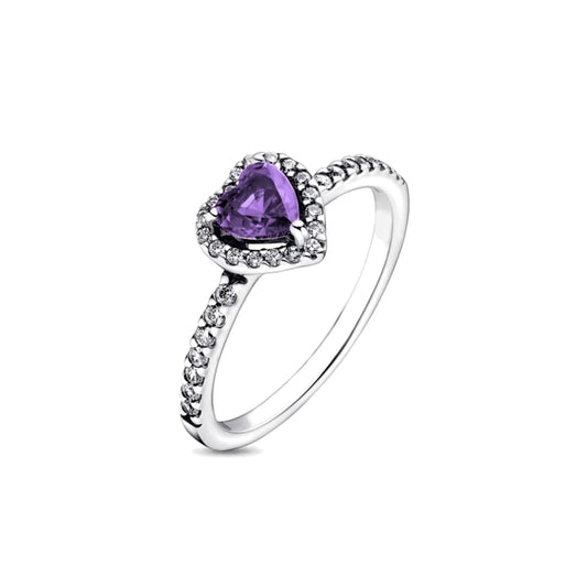 Anillo Pandora Corazón Morado Brillante