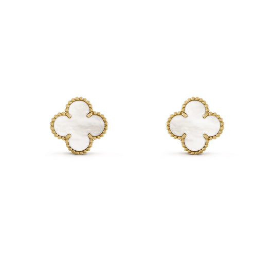 Aretes Van Cleef Vintage Alhambra Blanco