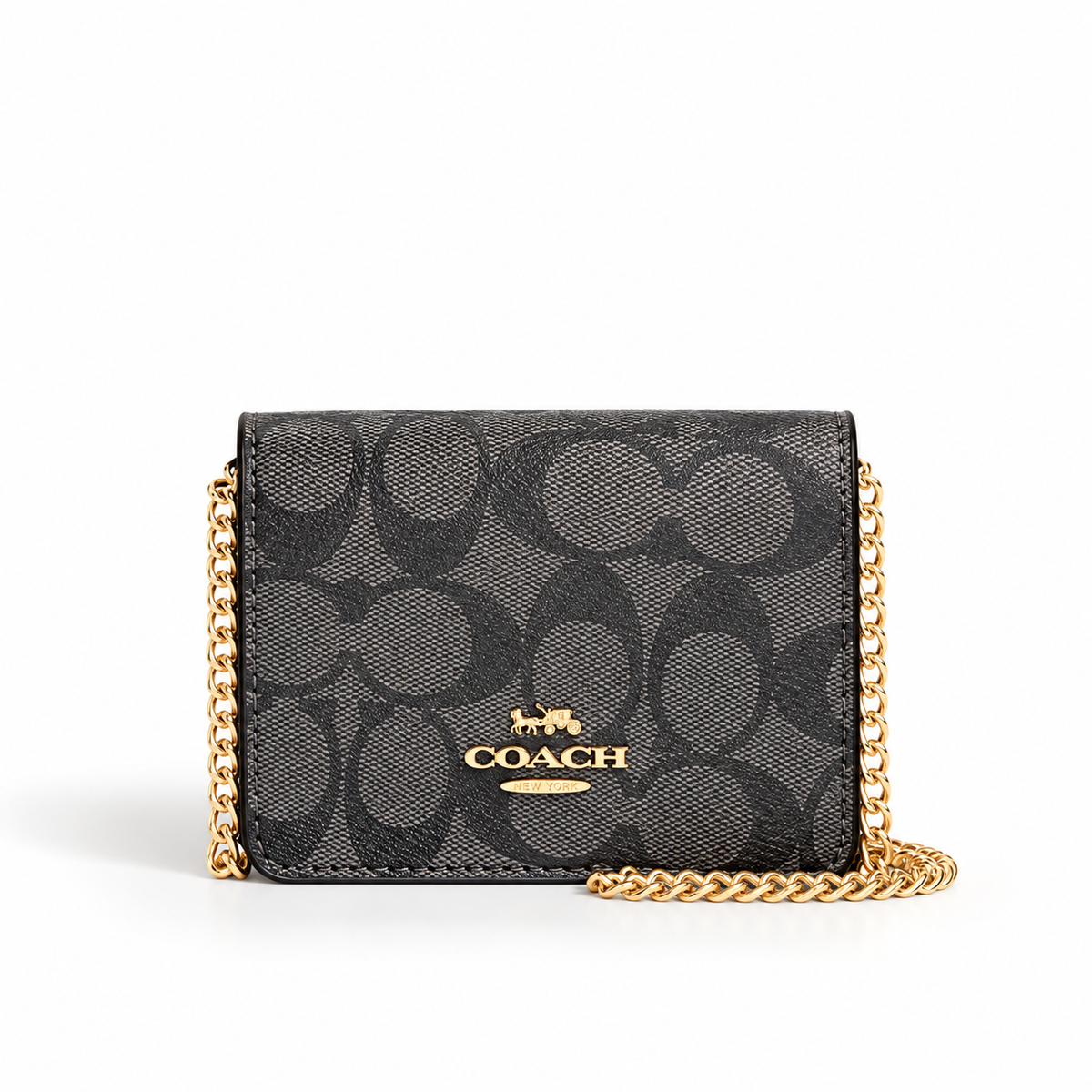 Cartera Coach Mini Gris De Cadena Con Caja