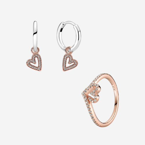 Set Pandora Corazón Grumoso en Rose Gold