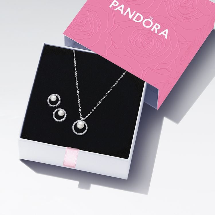 Set De Regalo Pandora Atemporal De Perlas Cultivas En Agua Dulce