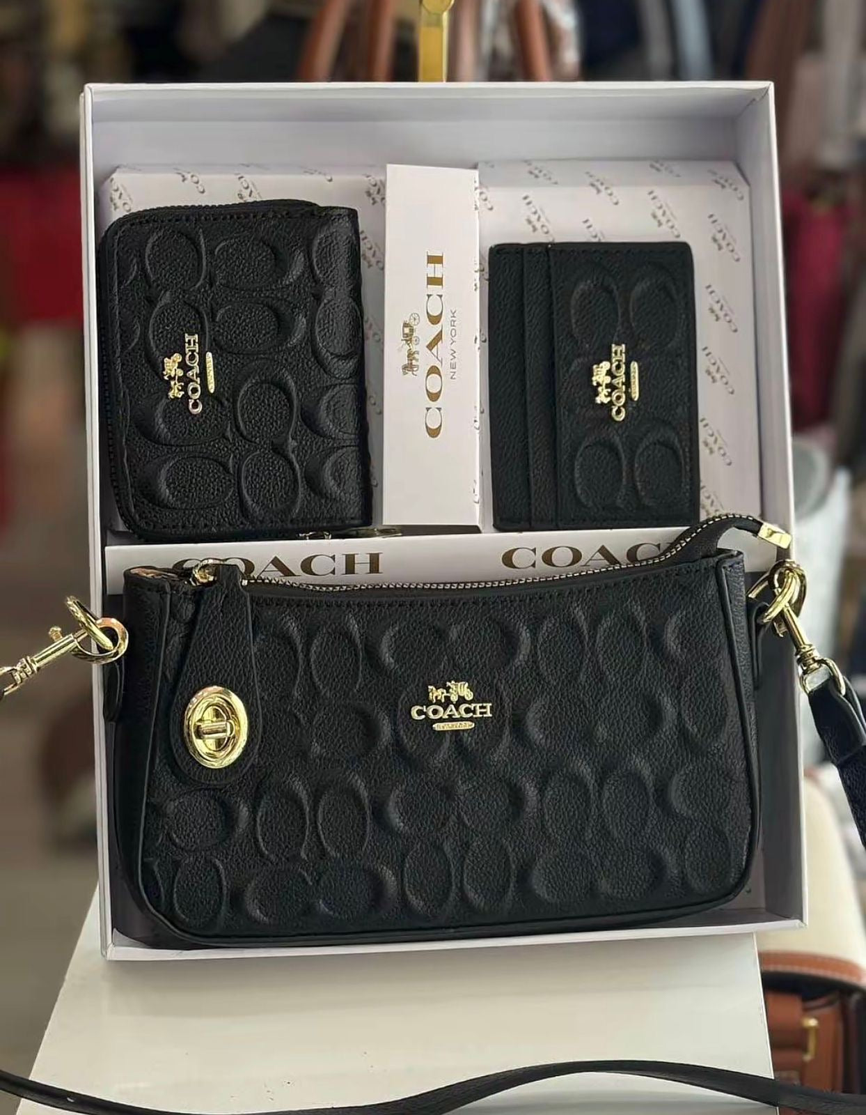 Set De Cartera Coach 3 Piezas en Negro