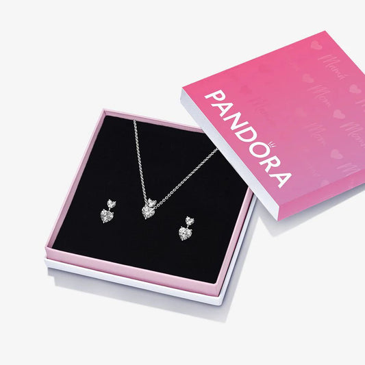 Set De Regalo Pandora Doble Corazón Blanco