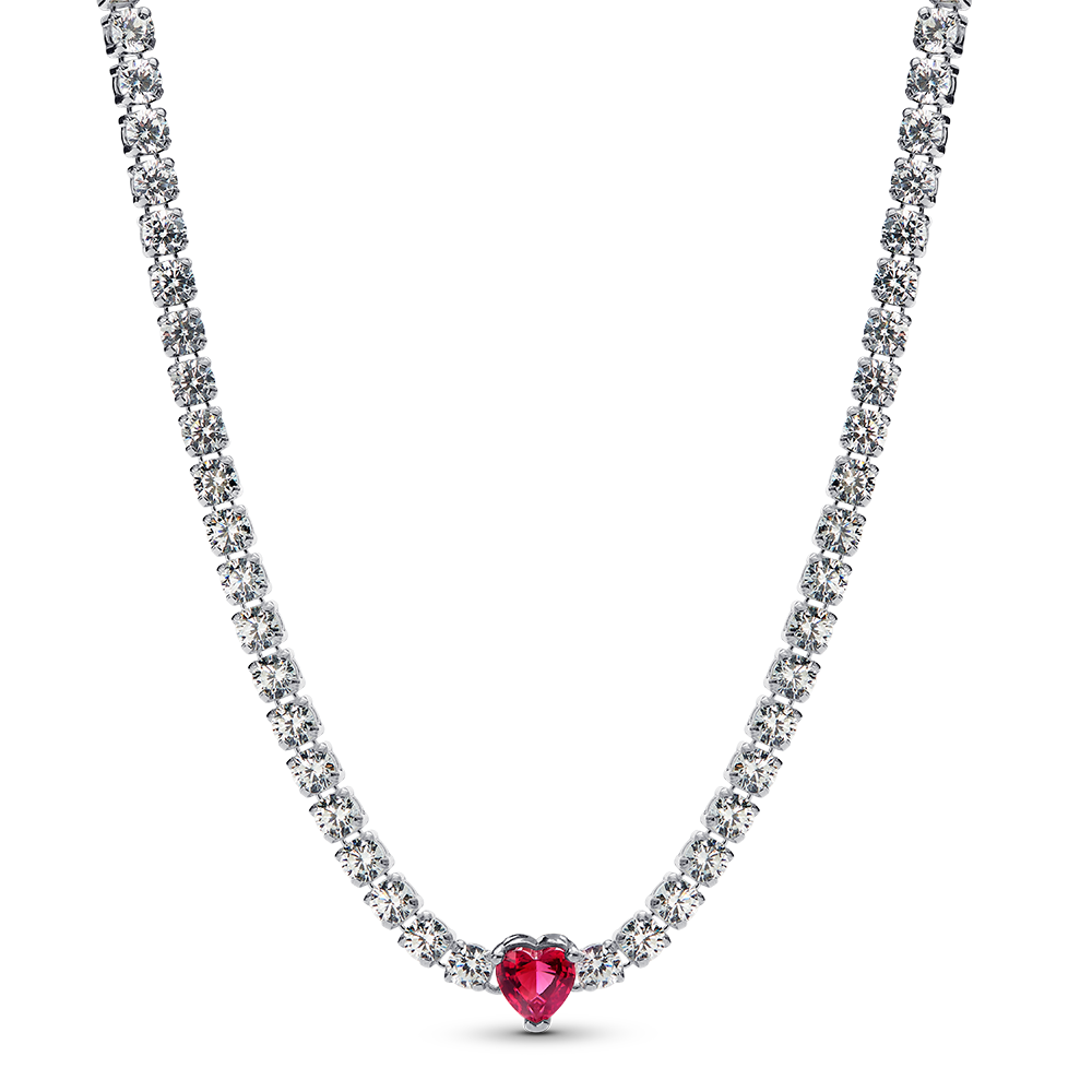 Choker Pandora Halo Corazón Rojo Brillante