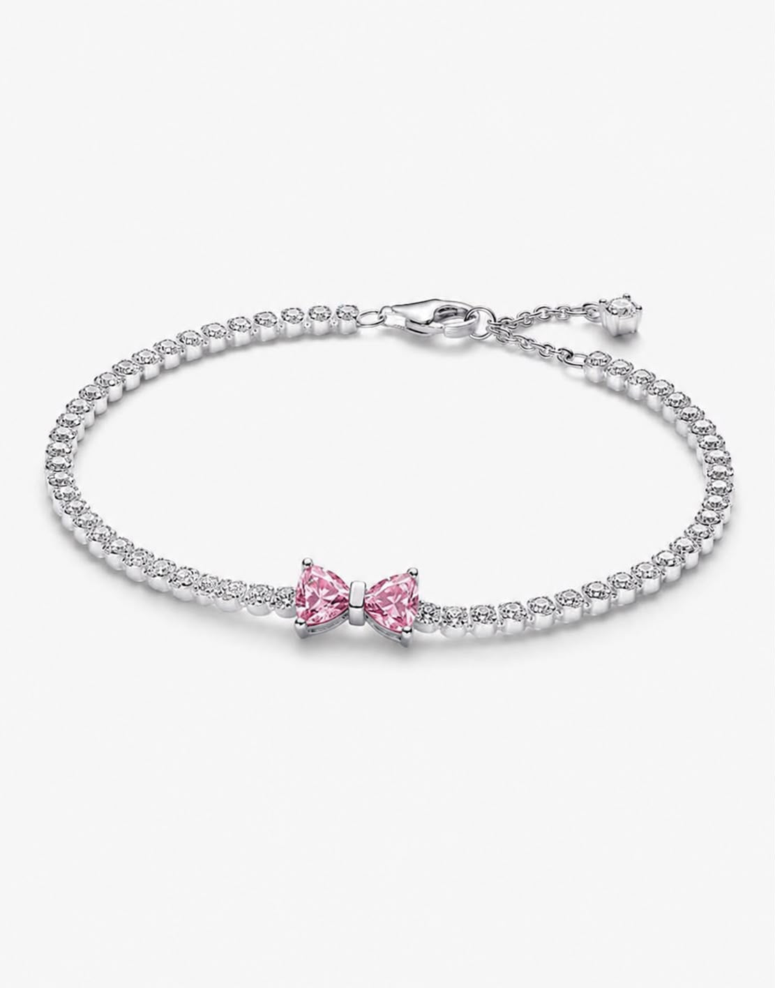 Brazalete Pandora De Tenis Moño Brillante Rosa