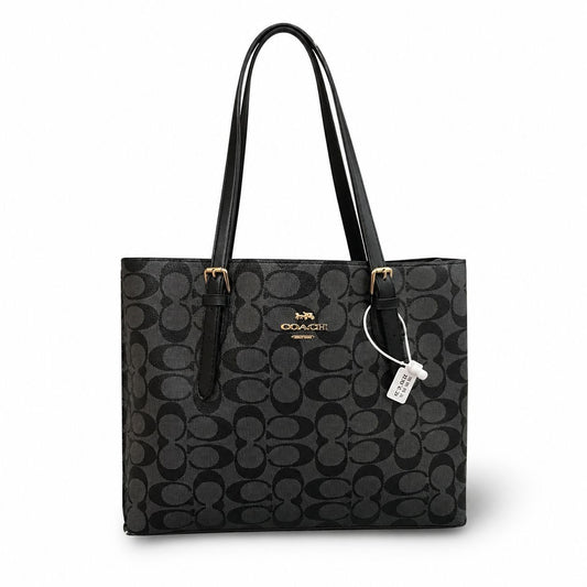 Cartera Mediana coach Mollie Tote Bag 25 Negra Con Caja