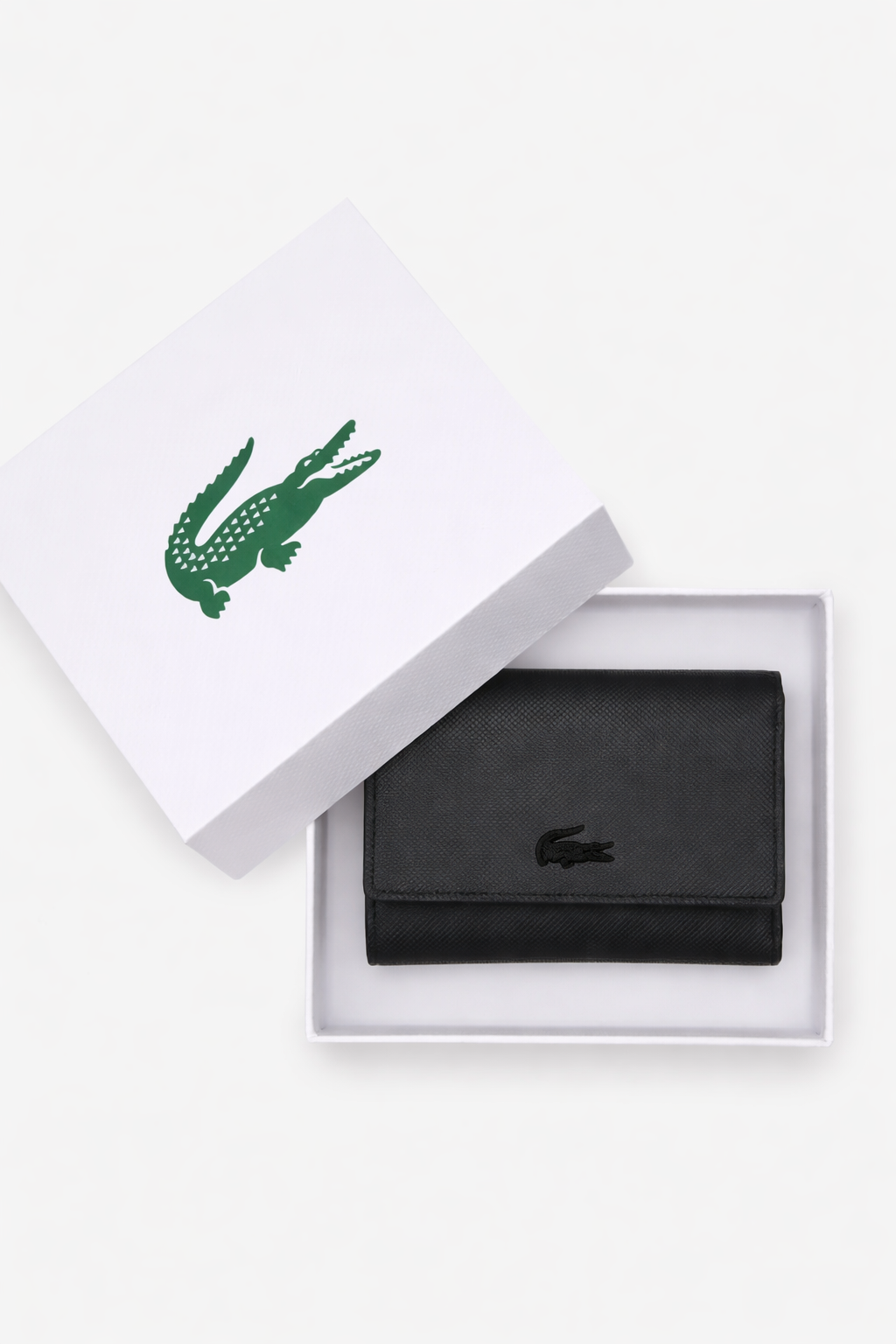 Monedero Lacoste Negro Con Caja