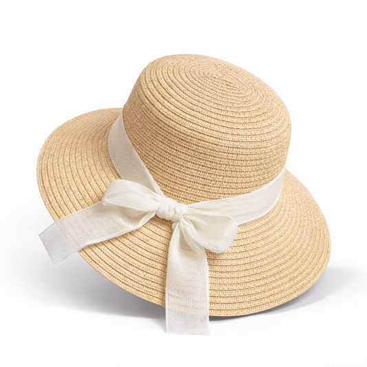 Sombrero Playero Mediano con Cinta Blanca