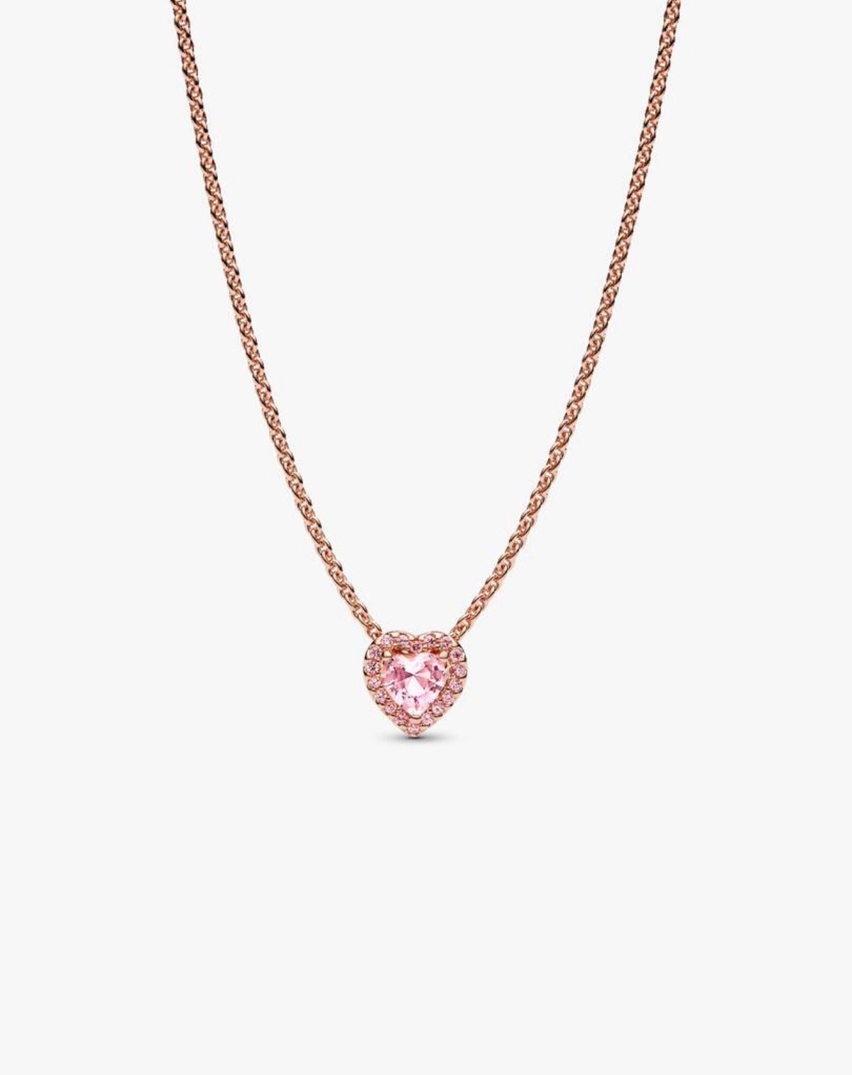 Collar Pandora Corazón Rosado Brillante Rose Gold