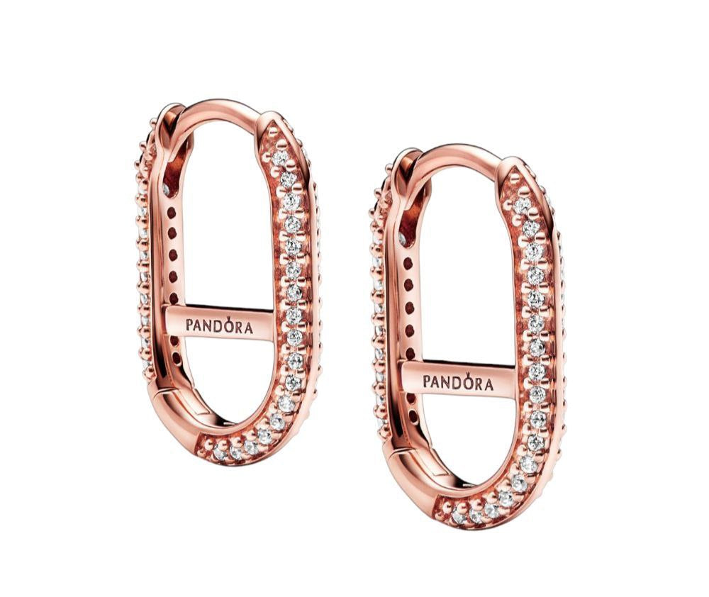 Pendientes Link en Pavé Pandora ME Rose Gold