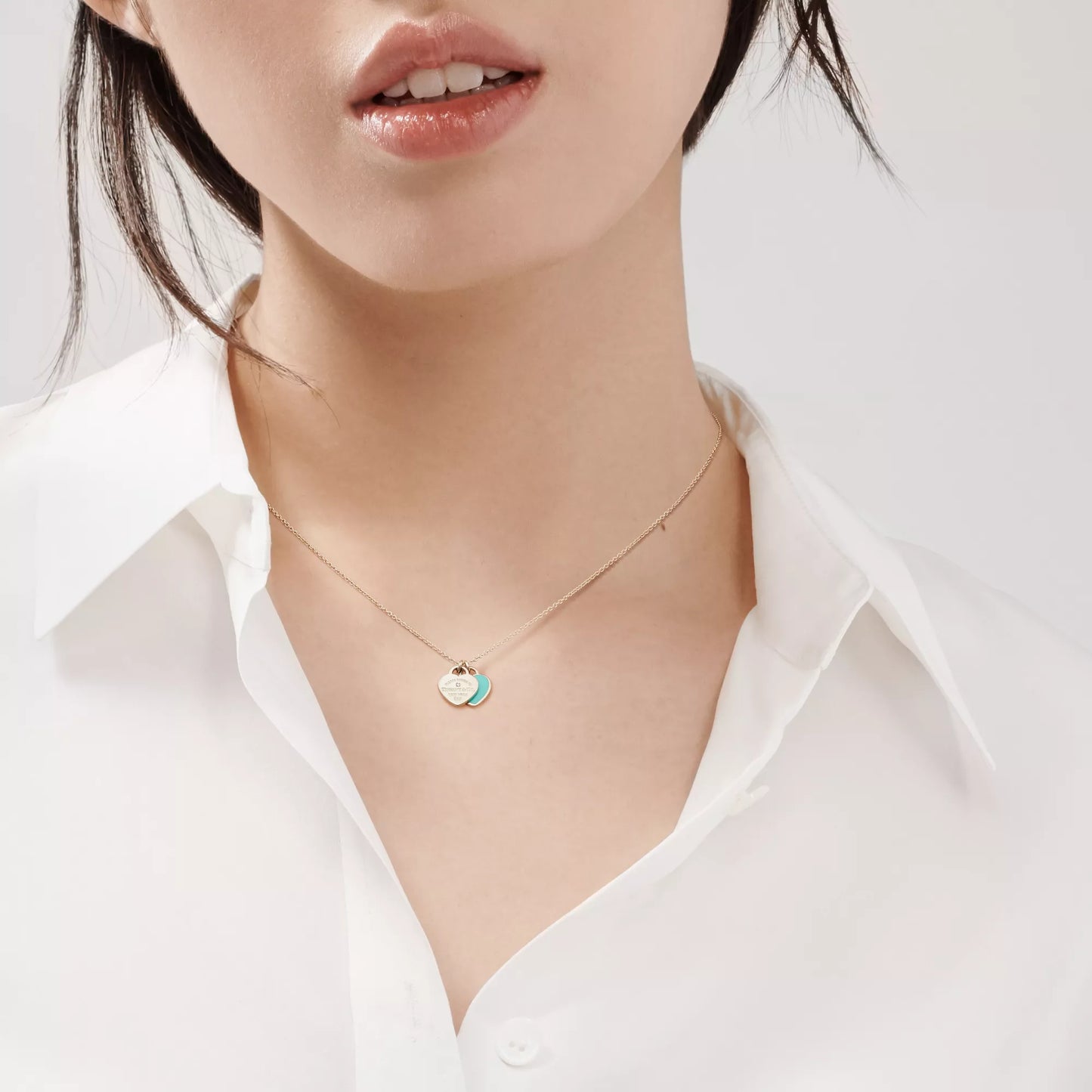 Collar de corazón en plata, azul Tiffany® con un diamante, Mini