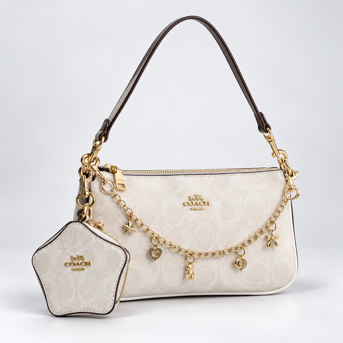 Cartera Coach Nolita Blanca Con Monedero De Estrella (con caja)