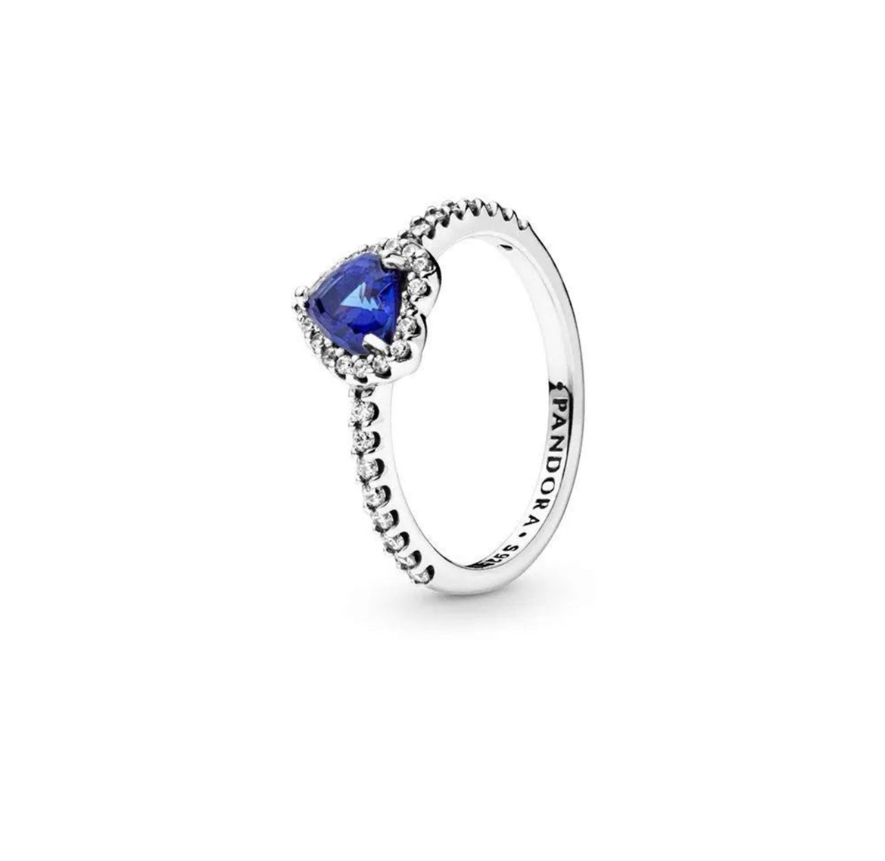 Anillo Pandora Corazón Azul Plata