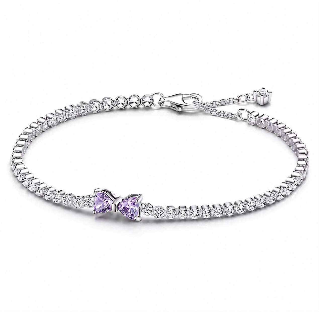 Brazalete Pandora De Tenis Moño Brillante Morado