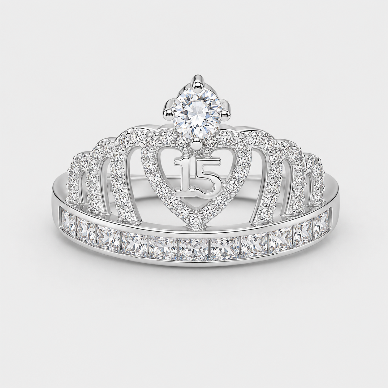 Anillo De 15 Años En Plata Modelo 3 En Blanco