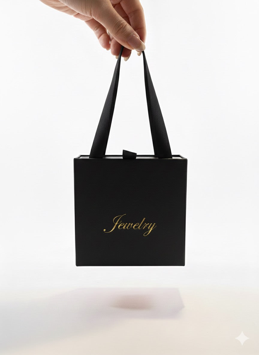 Caja de Regalo Estilo Cartera Para Joyas Color Negro