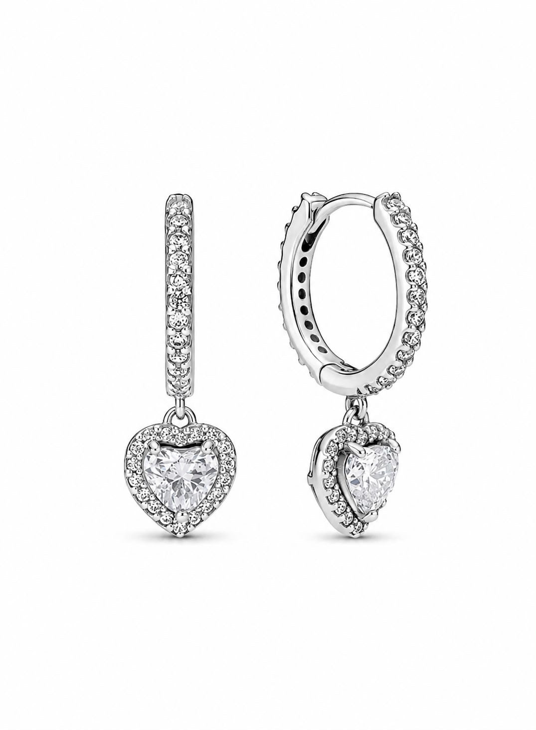 Argollas Pandora Corazón Blanco Brillante