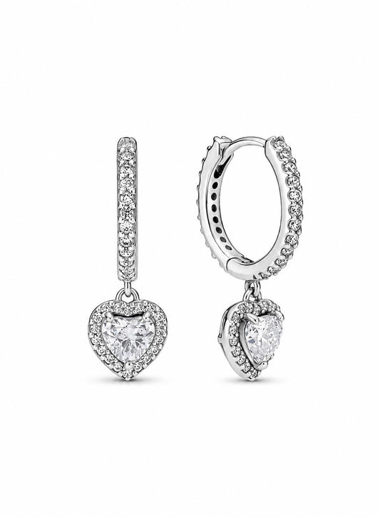 Argollas Pandora Corazón Blanco Brillante