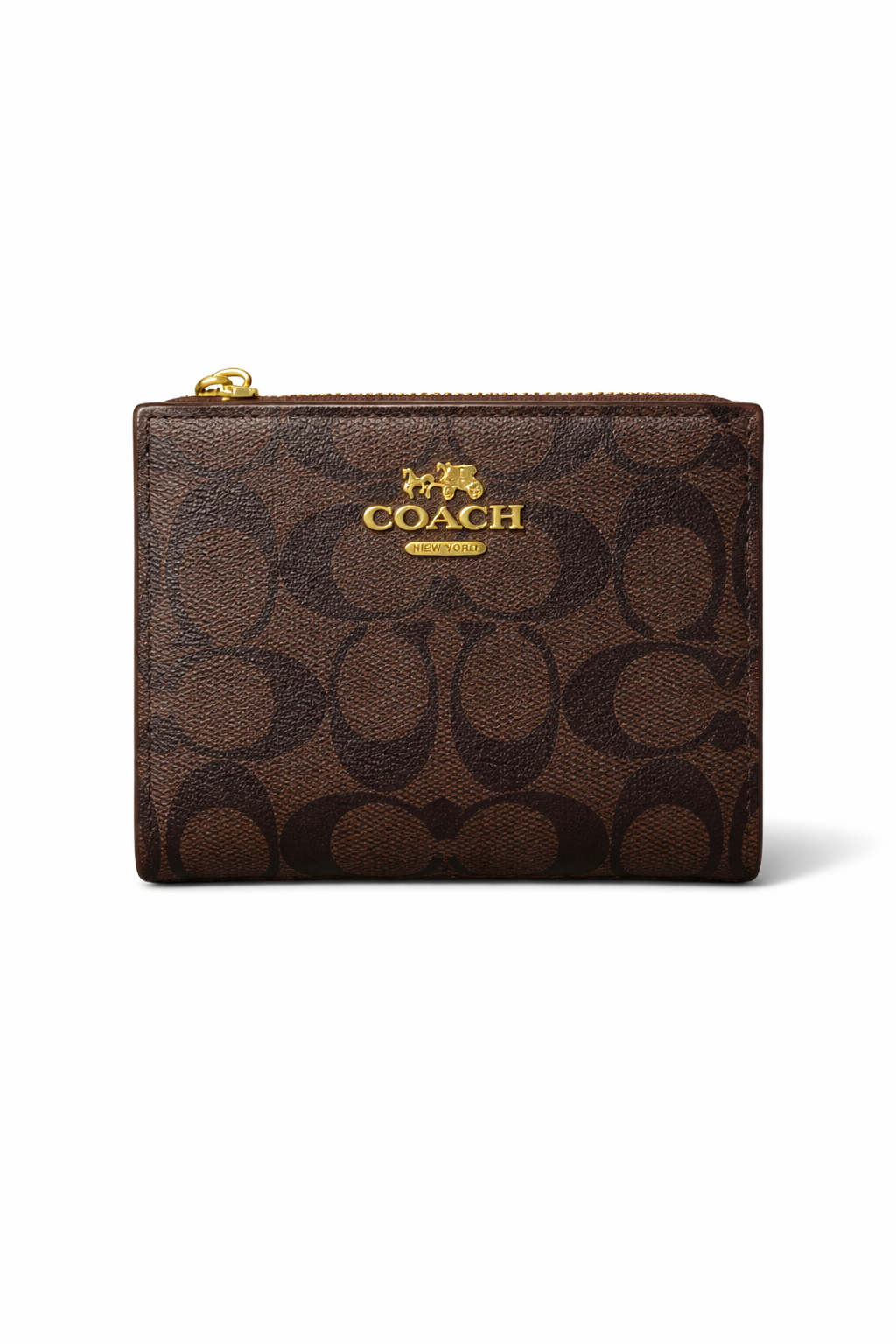 Monedero Coach Pequeño con Cierre (zip) en lona Signature Café