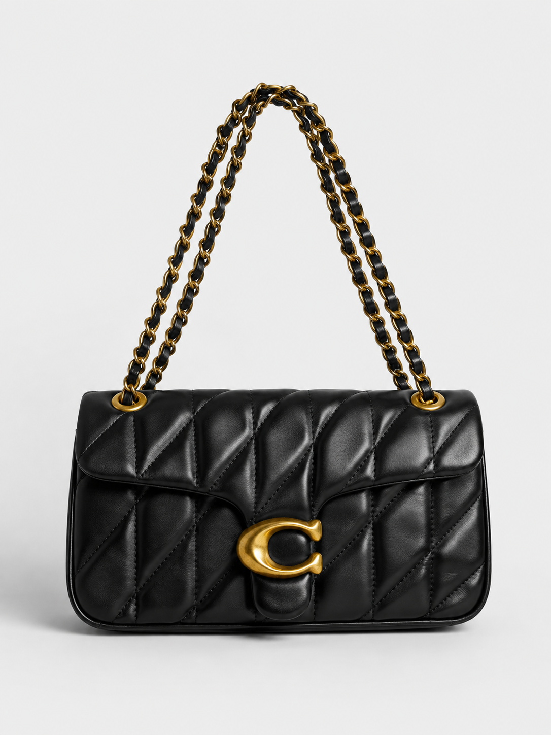 Cartera Coach Quilted Tabby 26 en piel napa acolchada color negro Dorado Con Caja