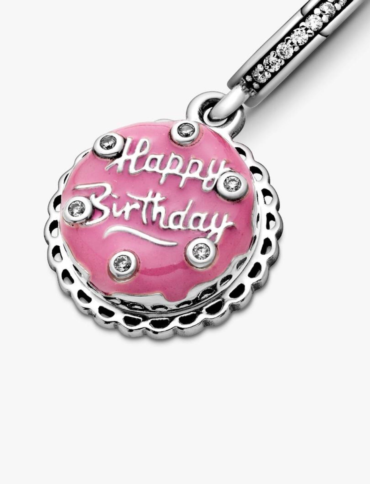Charm Pandora colgante Pastel de cumpleaños rosa
