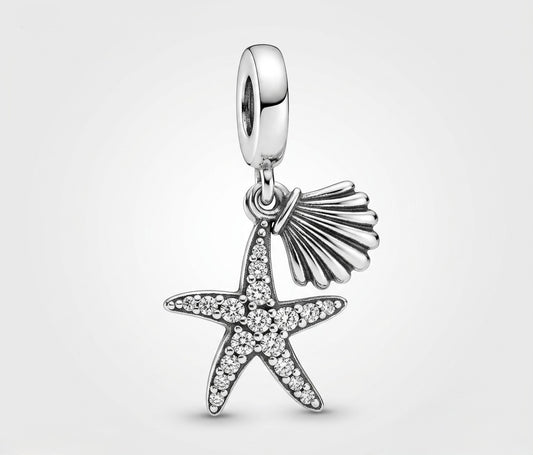 Charm Pandora Colgante Estrella De El Mar y Concha