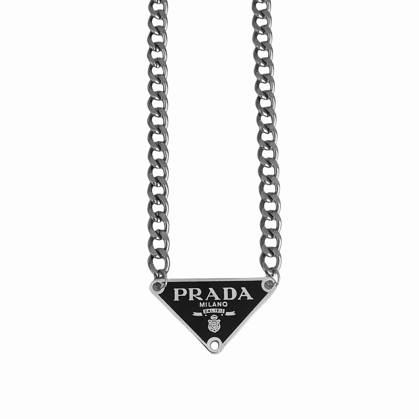 Collar Prada Logo Plateada