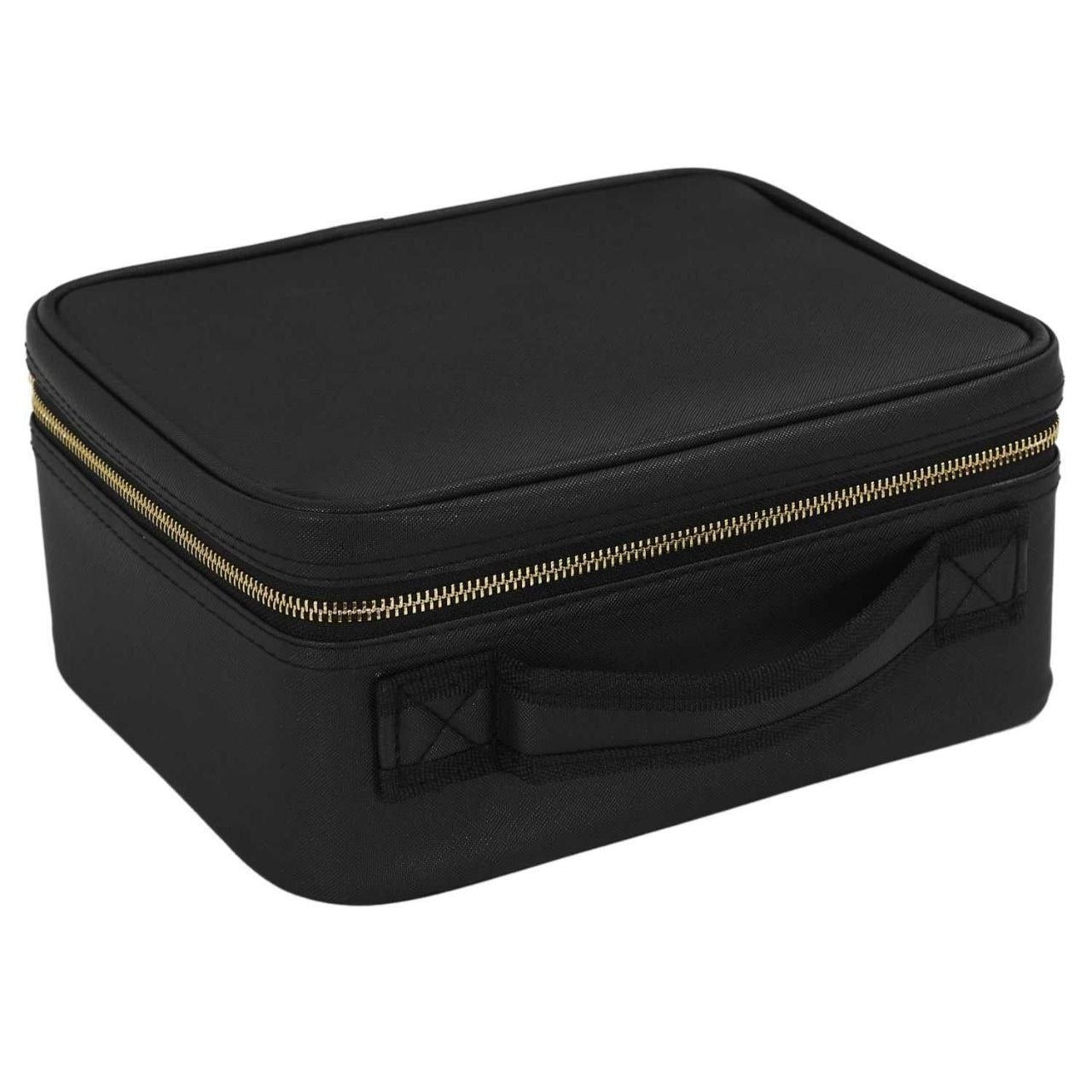 Maletín Organizador De Maquillaje Espejo Luz Led Negro