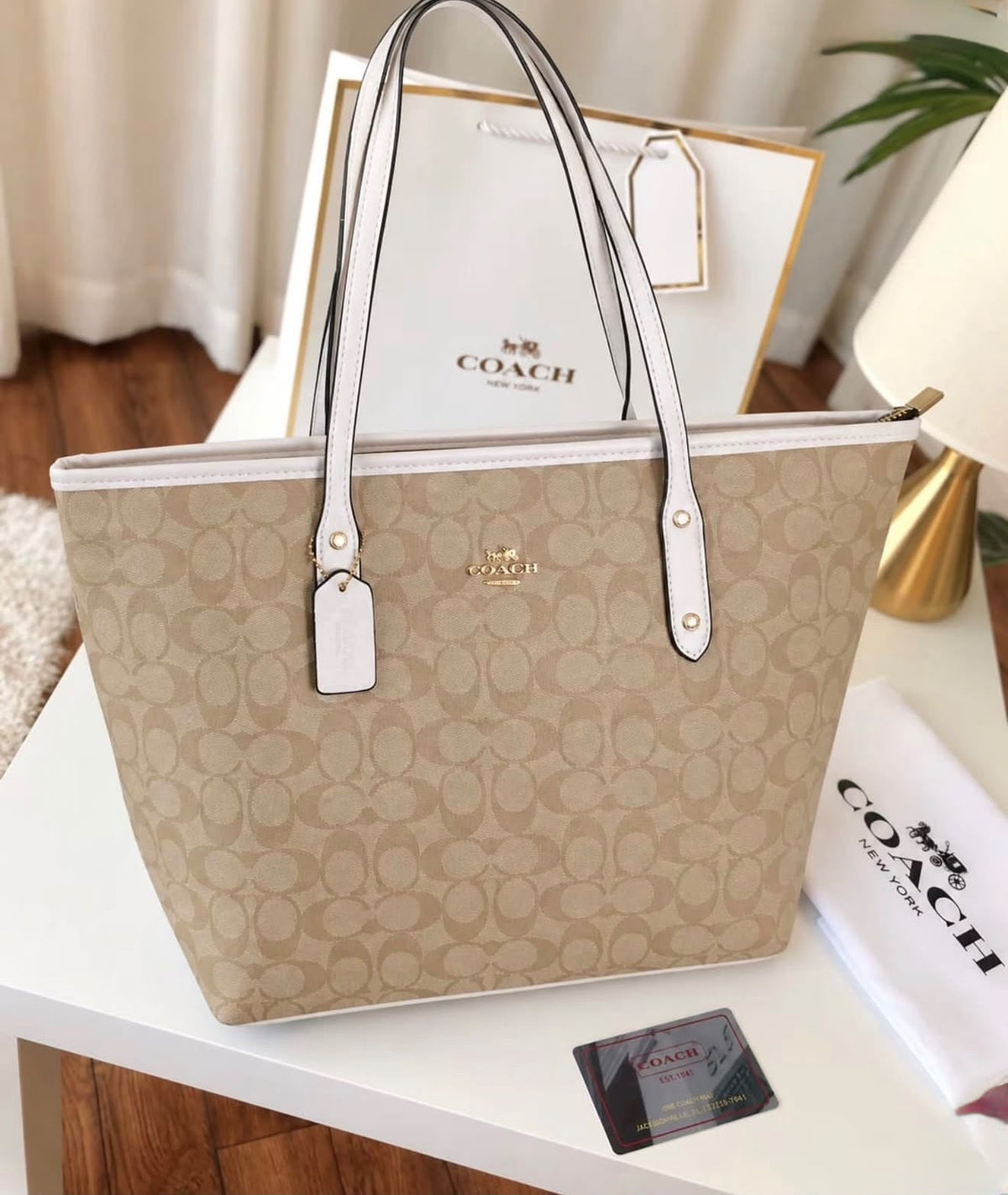 Cartera Coach Classic City Tote Bag L Con Blanco