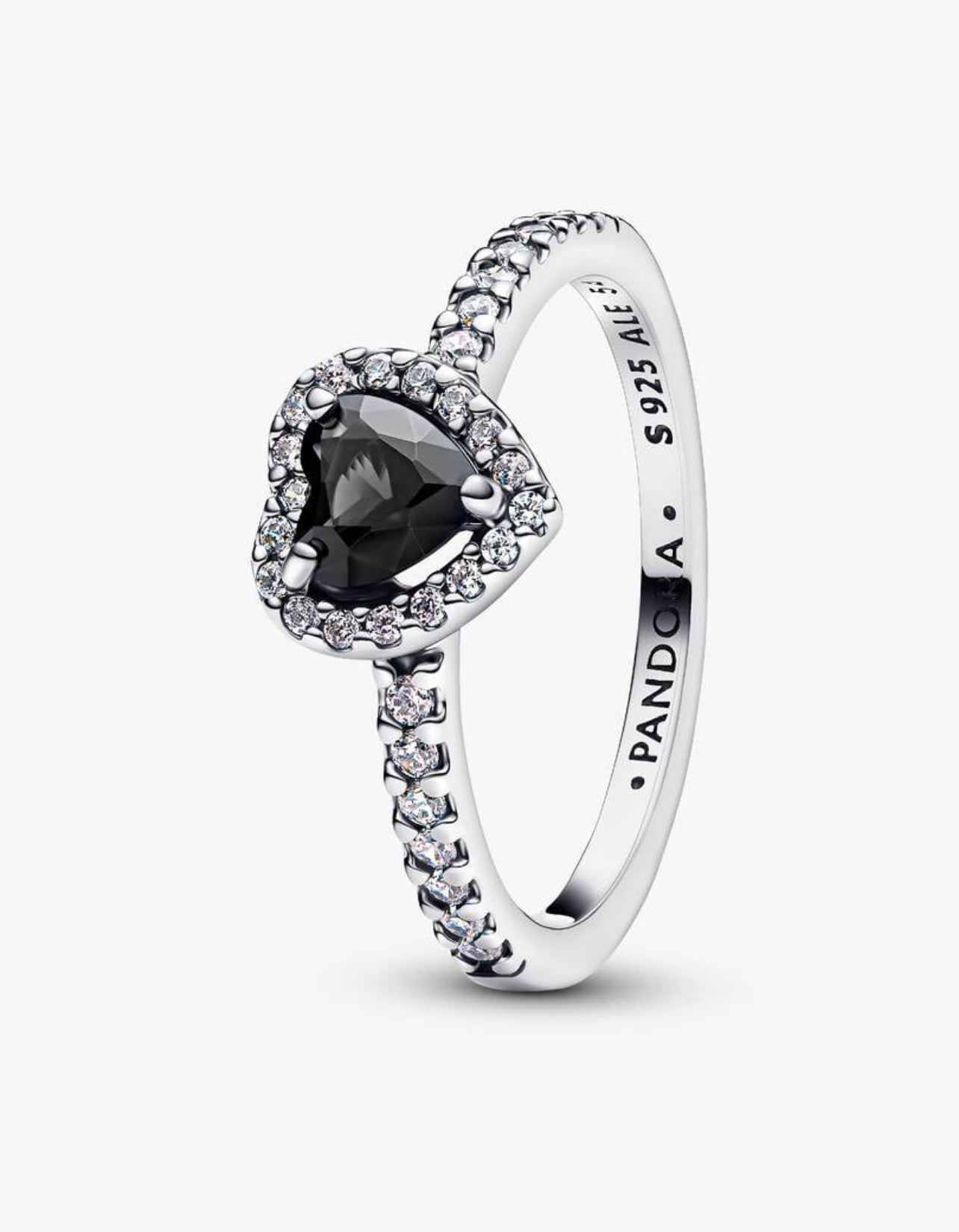 Anillo Pandora Corazón Negro Brillante