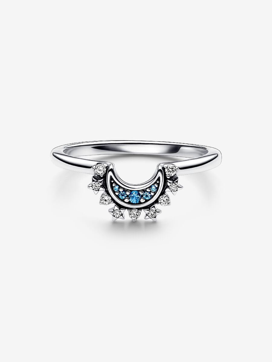 Anillo Pandora Luna Brilla Azul Celestial