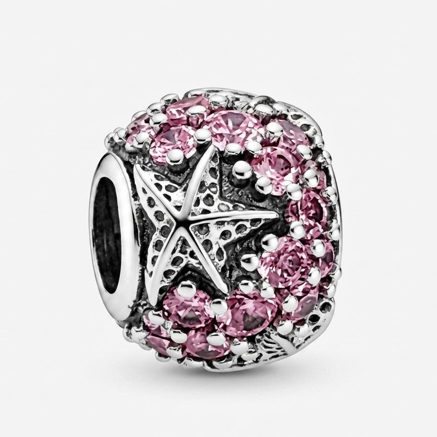 Charm Pandora Separador Con Estrella De Mar Y Zirconia Rosa