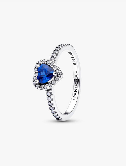 Anillo Pandora Corazón Azul Brillante