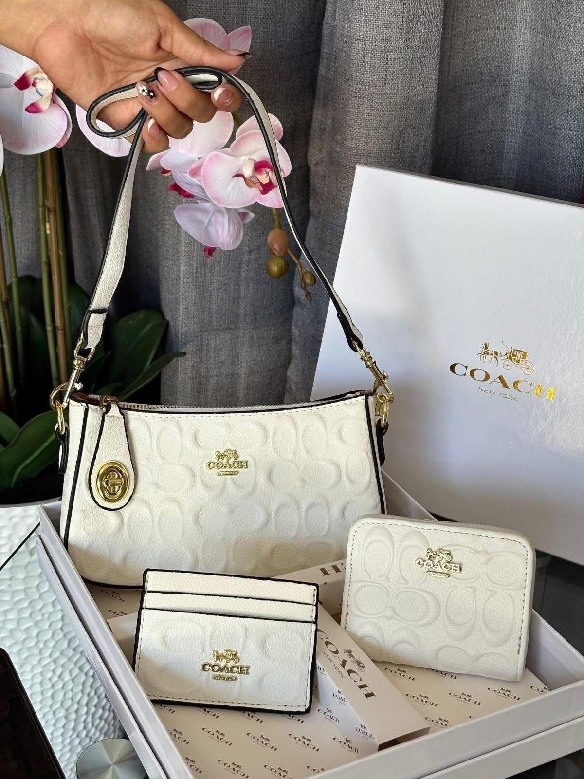 Set De Cartera Coach 3 Piezas en Blanco