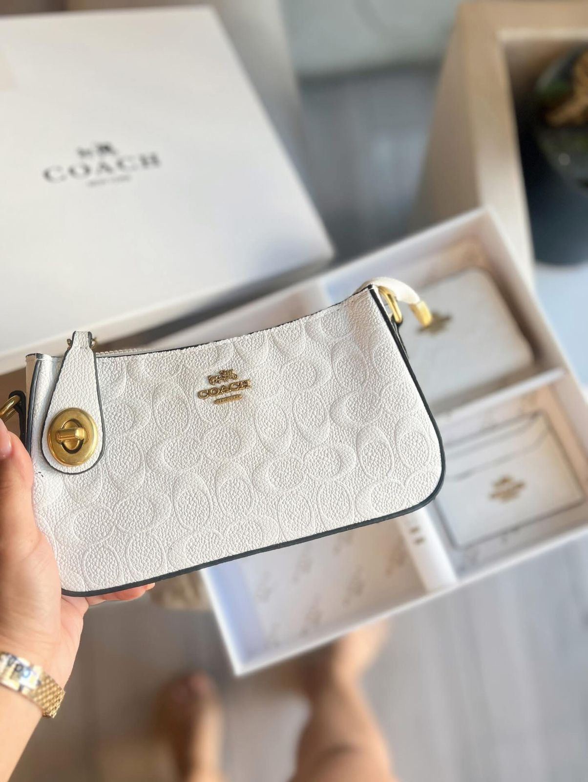 Set De Cartera Coach 3 Piezas en Blanco
