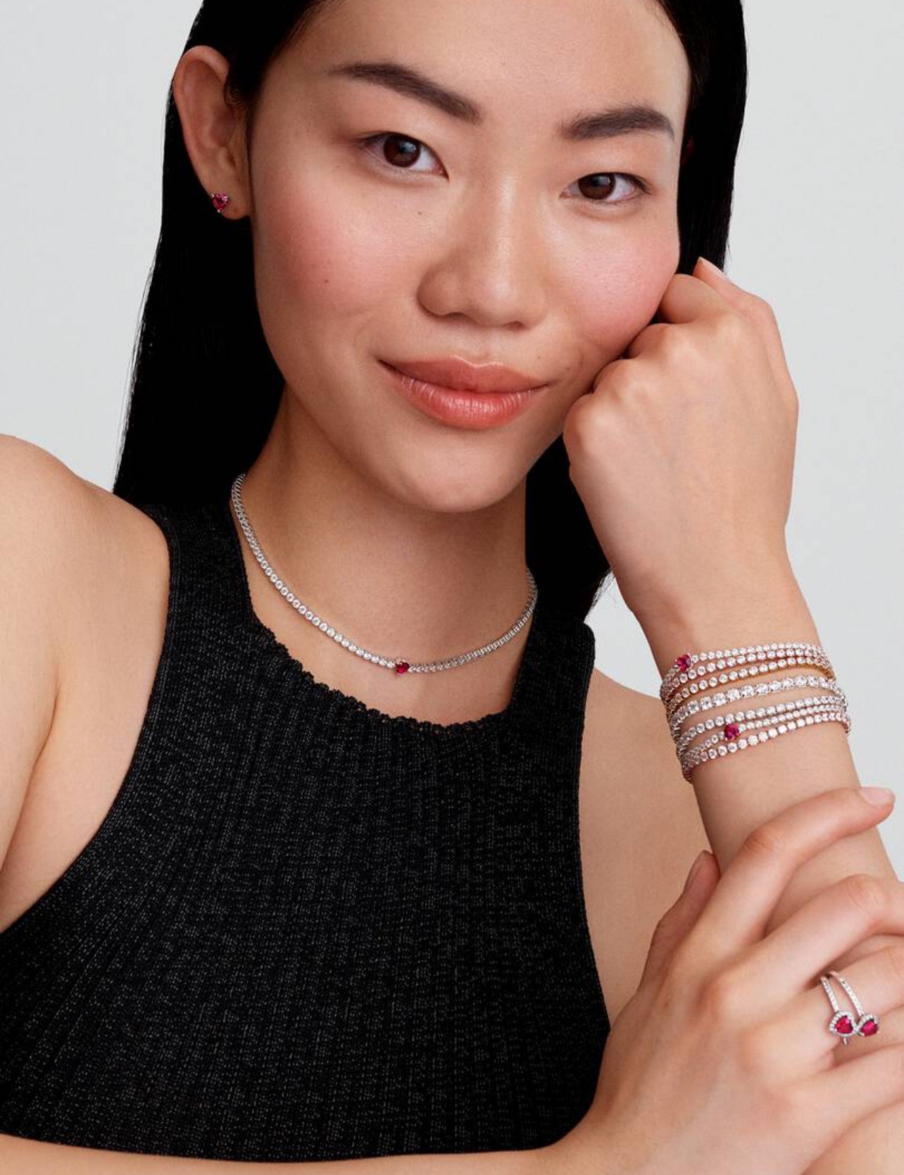 Choker Pandora Halo Corazón Rojo Brillante