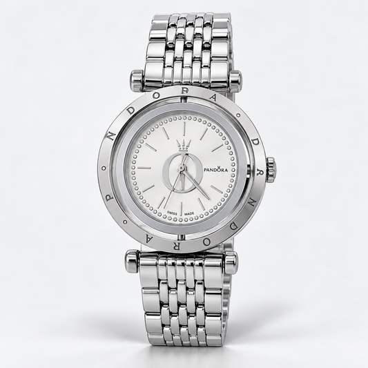 Reloj Pandora Centro Giratorio Brillante Plateado