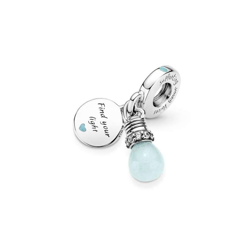 Charm Pandora Colgante Doble Con Bombilla Que Brilla En La Oscuridad