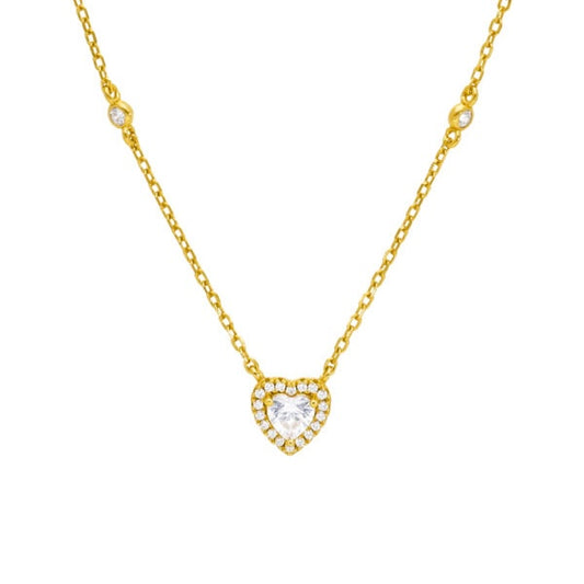 Collar corazón dorado brillante