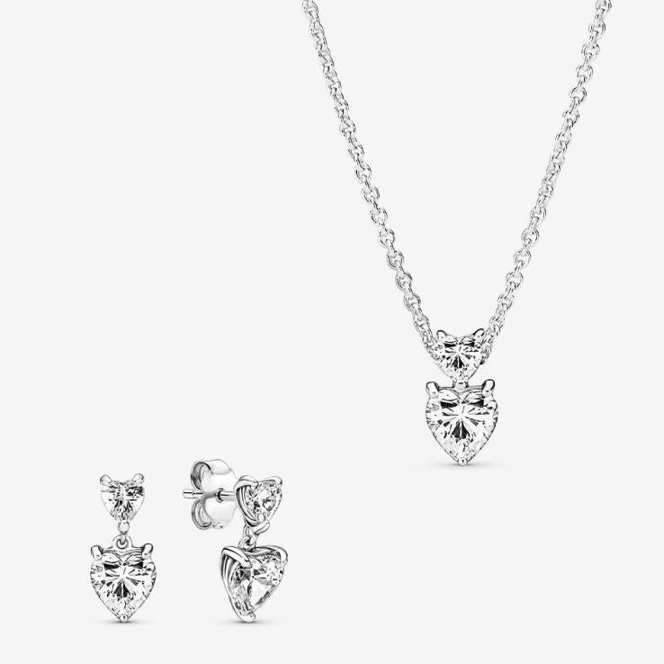 Set De Regalo Pandora Doble Corazón Blanco