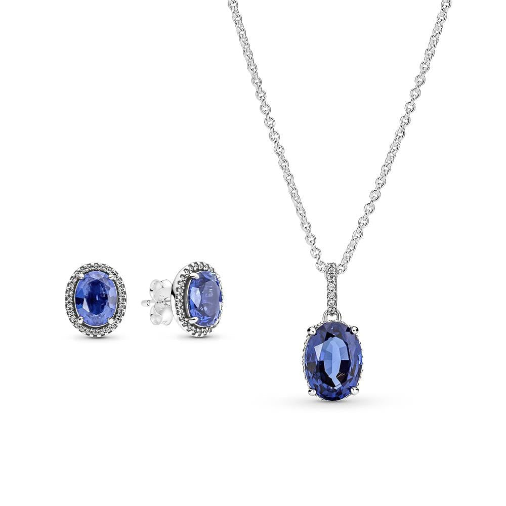 Set De Regalo Pandora Halo De Impacto Ovalado Azul