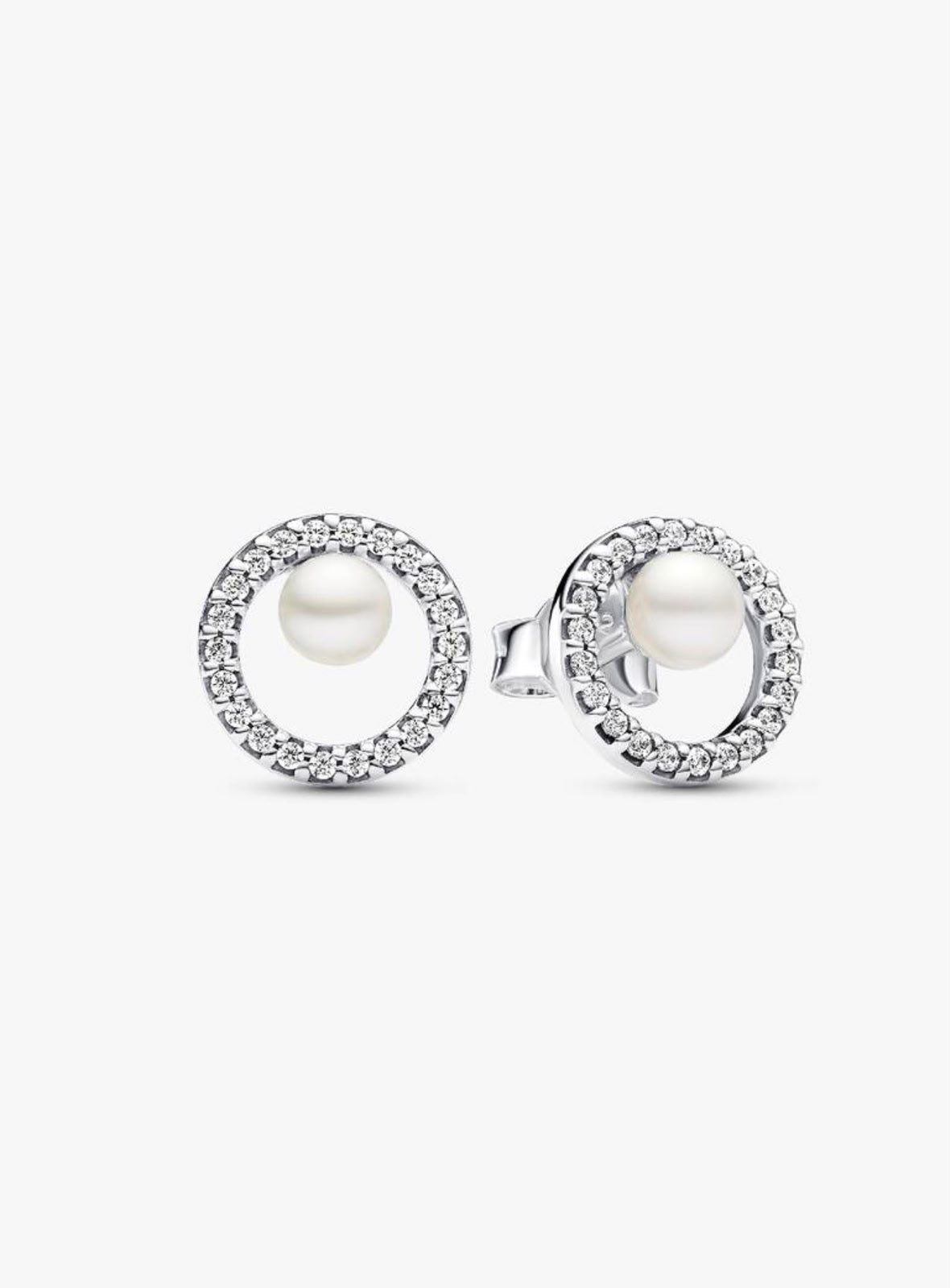 Aretes Pandora de botón Perla Cultivada de Agua Dulce Tratada