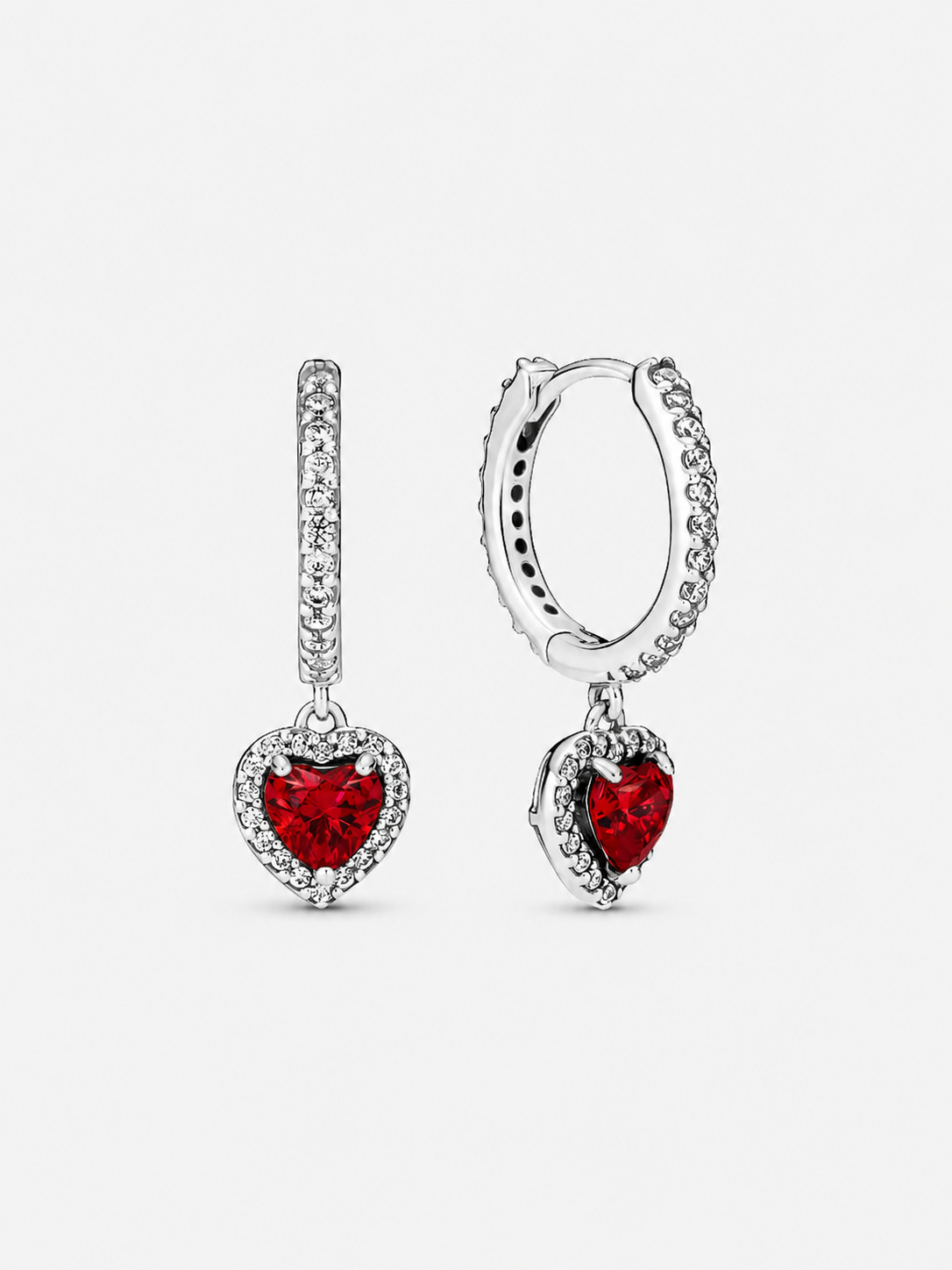 Argollas Pandora Corazón Rojo Brillante