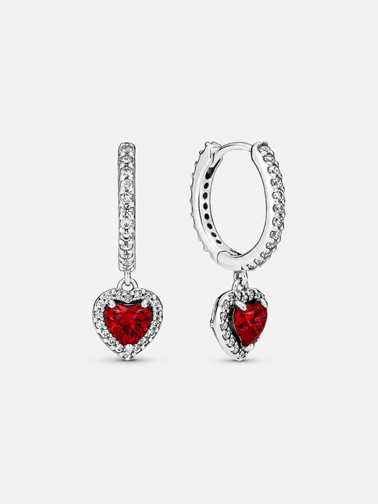Argollas Pandora Corazón Rojo Brillante
