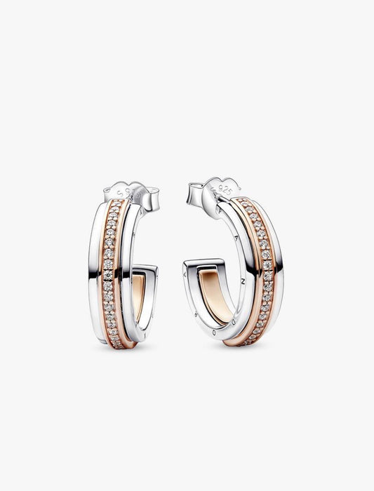Argolla Pandora Signature con logo bicolor y pavé