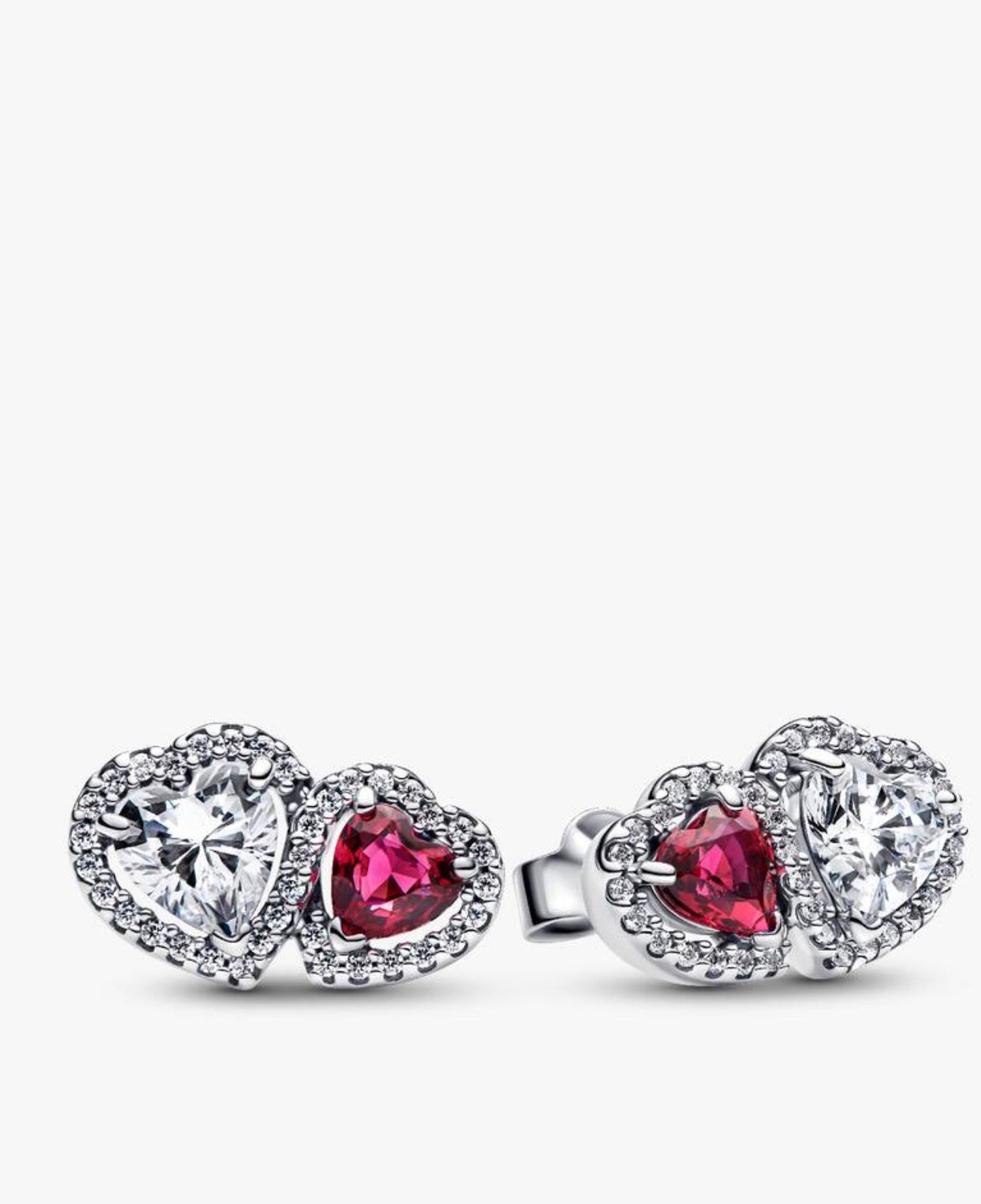 Set De Regalo Pandora Doble Corazón Rojo y Blanco
