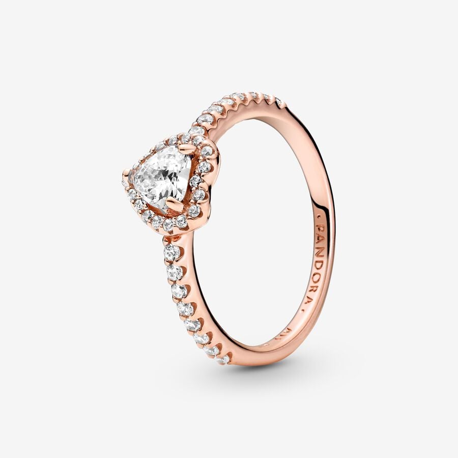 Anillo Pandora Corazón Blanco Brillante en Rose Gold