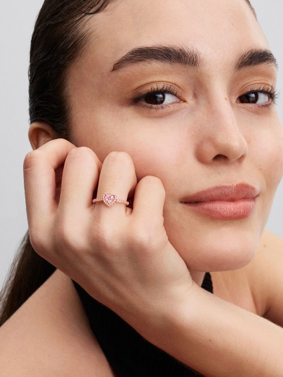 Anillo Pandora Corazón Rosa Brillante en Rose Gold