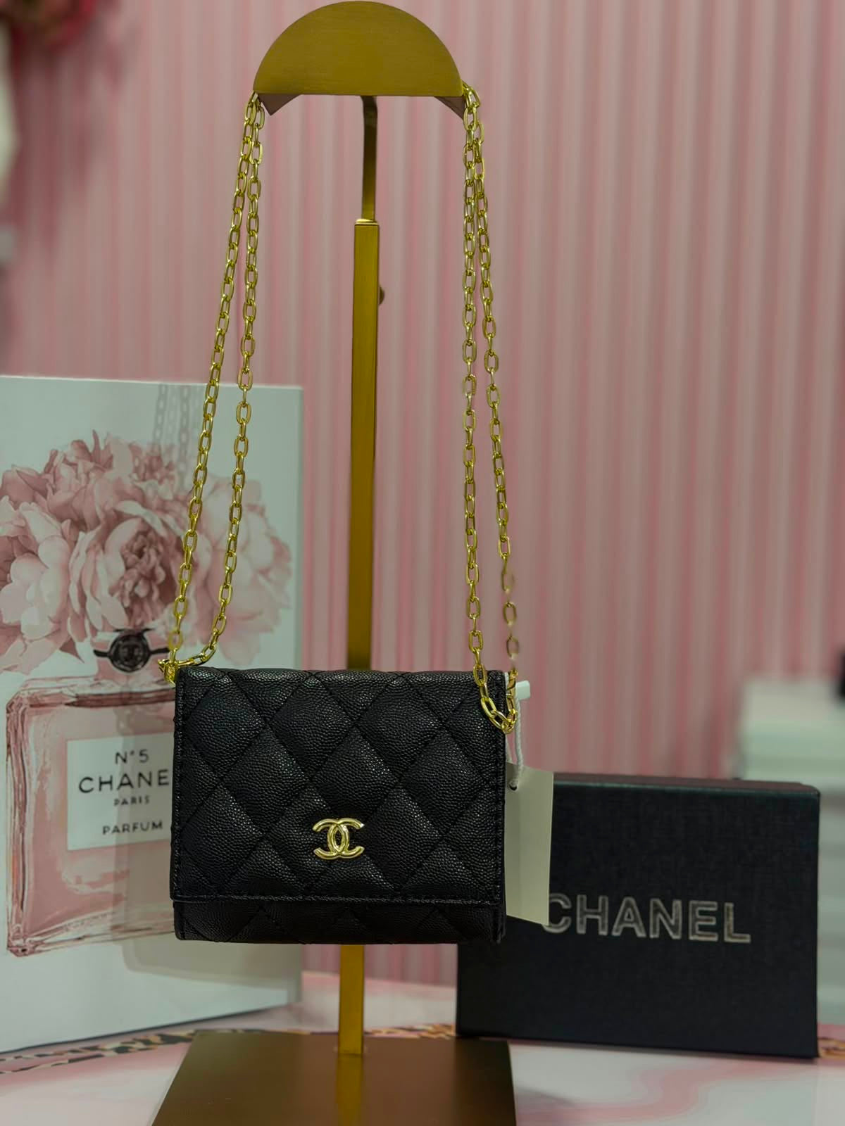 Mini Cartera Chanel Negra Con Caja