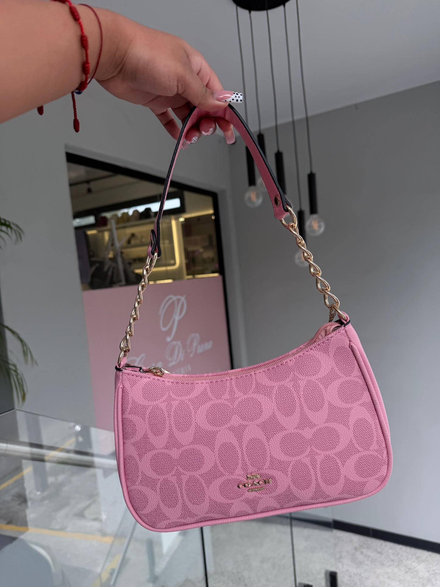 Cartera Coach De Hombro Mediana Teri Color Rosa Matte
